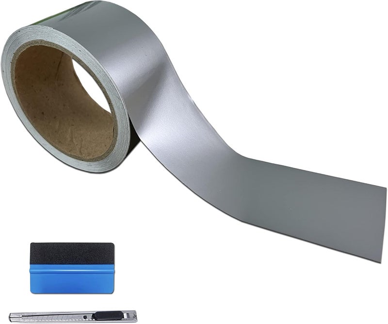 LZLRUN High Gloss Silver Vinyl Tape (High Gloss Silver, 2Inches x 30Feet) - Image 1